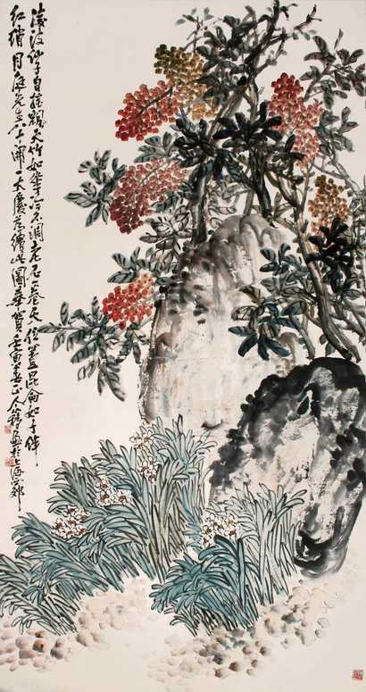 王个簃 花卉 立轴